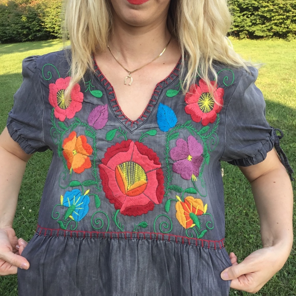 Double D ranch embroidered dress